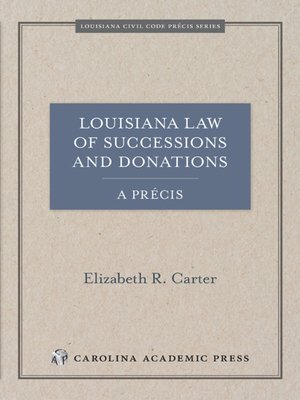 cover image of Louisiana Law of Successions and Donations, A Précis